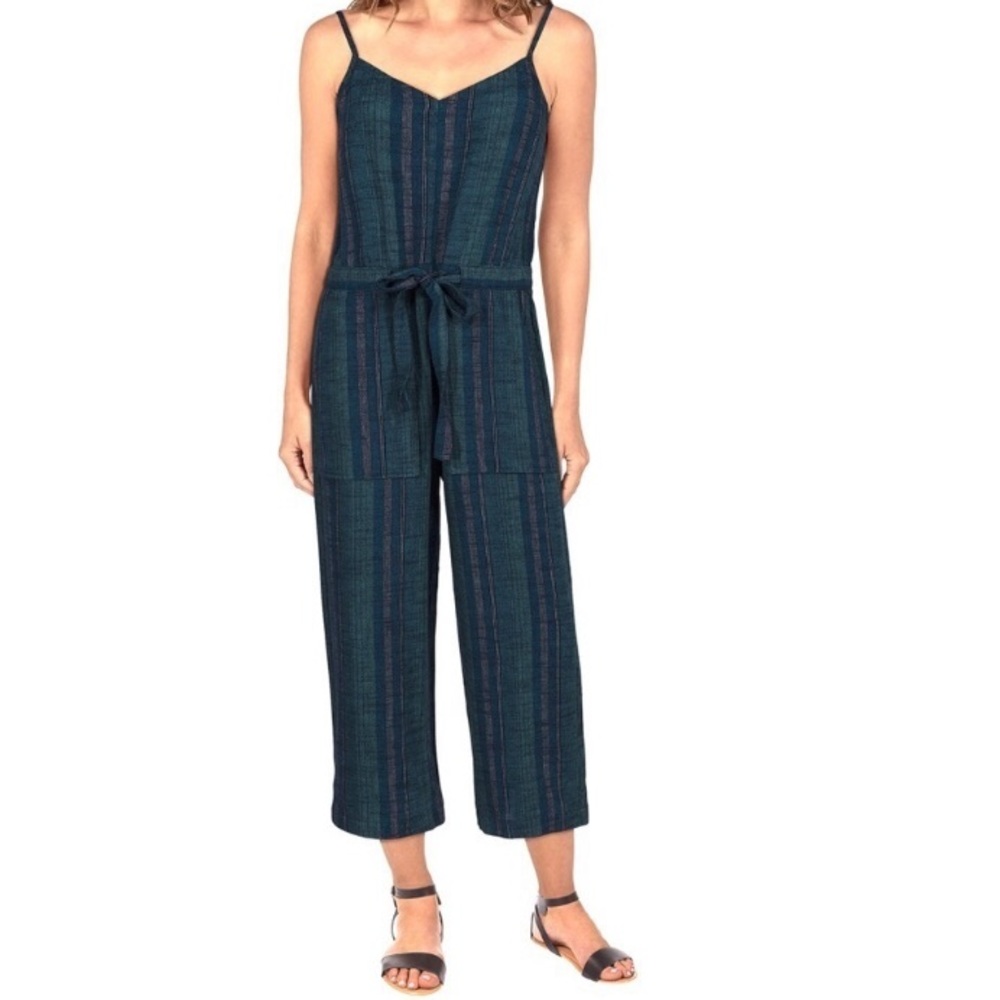 Women’s Bob Timberlake Spaghetti strap Teal Striped Jumpsuit size S